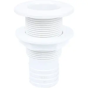 Thru Hull Fittings for Boats, ABS Plastic Through Hull Fitting, Thru-Hull Connector Fitting, Boat Plumbing Fittings Accessory, Thru Drain Connector for Boats, Yachts, Marine - White/Black