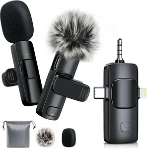 3 in 1 Wireless Lavalier Microphones for iPhone, iPad, Camera and Android Devices, Mini Microphone for Recording, Noise Reduction Lapel Mic, Clip on Mic for Video Recording Vlog, YouTube, Interview