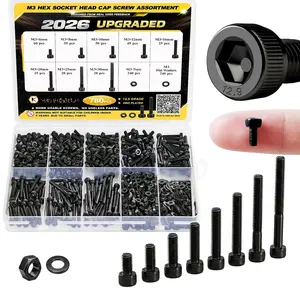 M3 Screws Kit 780 count, Optimized Socket  Cap Screws  with  Screws & Smarter Size Distribution, Class 12.9 Alloy Steel, Black Zinc Plated M3  for  Printing & DIY