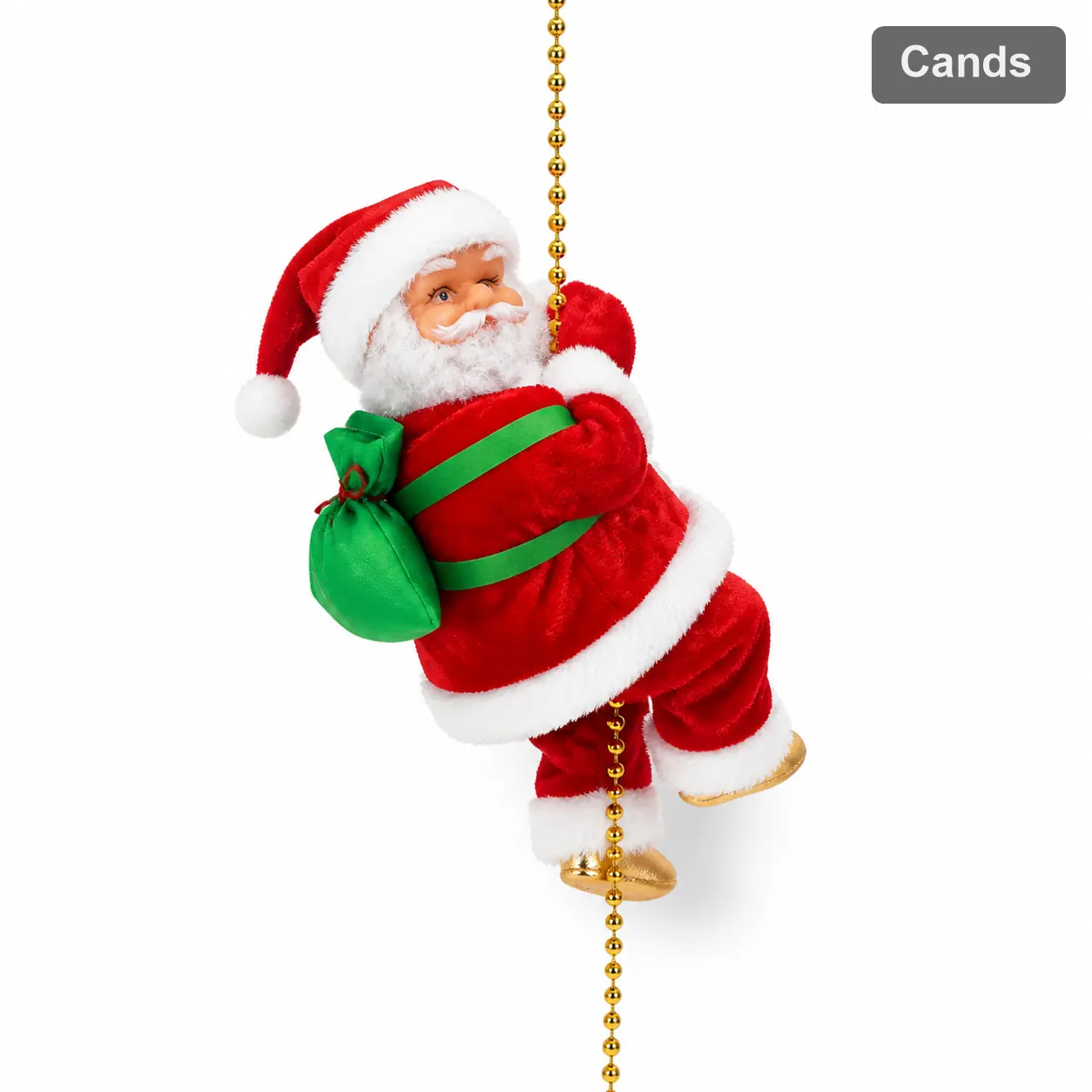 Cdans Battery-Operated Climbing Santa on Rope Ladder, Hanging Non-Woven Christmas Ornament for Indoor Outdoor Home Tree Decor