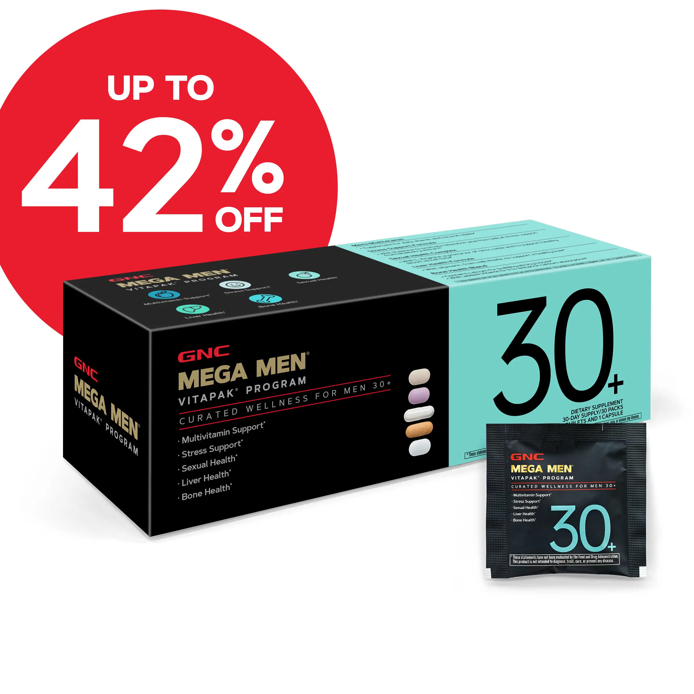 [FallDealsForYou] GNC Mega Men's 30+ Vitapak, 5-in-1, Multivitamin, Stress & Bon...