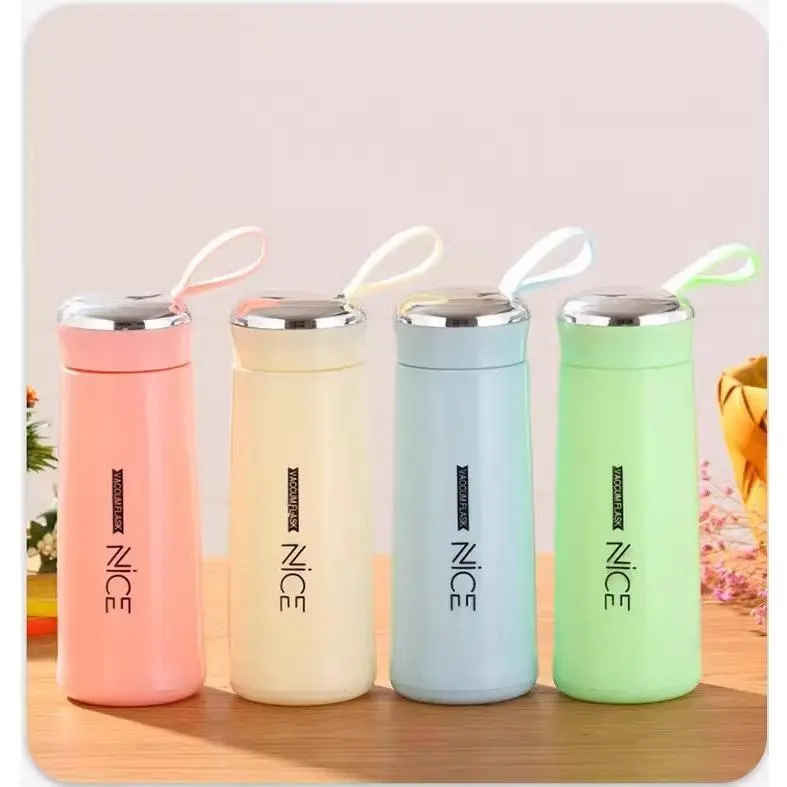 Tea Water Bottle Glass Drinking Water Bottle 400ml Glass Vacuum Cupping 13oz Glass Thermos Cup