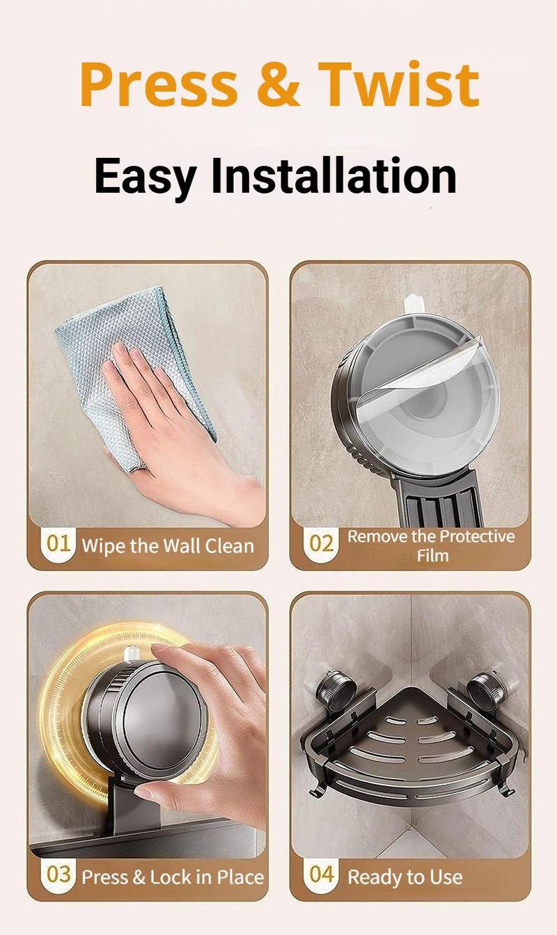 2026 upgraded new model-3-Pack Gun Gray Plastic Triangle Suction Cup ShowerCaddy 3-Tier Corner Shelves NoDrilling Bathroom Storage Rack 40lbs LoadCapacity with 6 Towel Bar Hooks(home essentials,bathroom accessories)