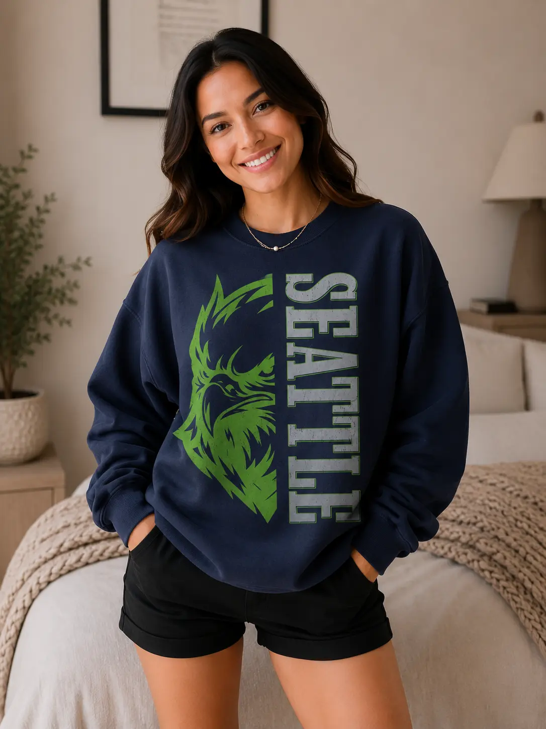 Seattle Game Day Vintage Sweatshirt, 90s Retro Graphic Tee, Funny Mascot Oversized Shirt, Comfort Colors Tee, Football Fan SSH011