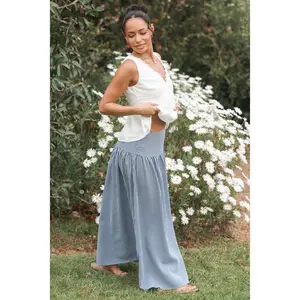 Laurita Maxi Skirt - Navy Gingham