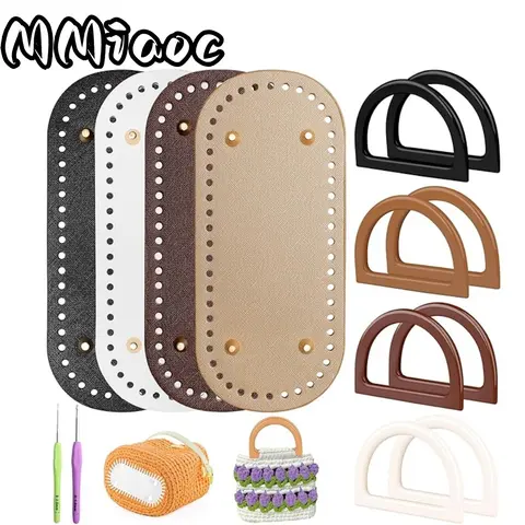 14pcs Bag Bases for Crochet with D Shape Purse Handles for Bag Making, 2 Crochet Hooks,Sturdy Bottom, Compatible for Bag Crafts, Wallet Making for DIY Creators,  ﻿ gift mom