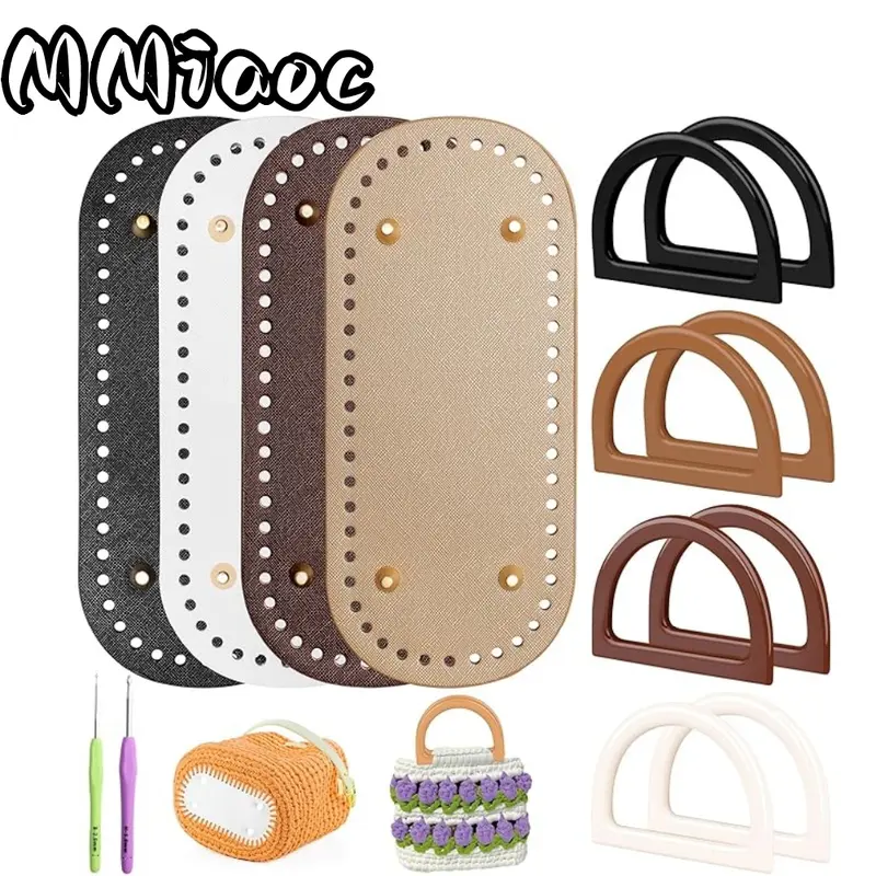 14pcs Bag Bases for Crochet with D Shape Purse Handles for Bag Making, 2 Crochet Hooks,Sturdy Bottom, Compatible for Bag Crafts, Wallet Making for DIY Creators, gift mom