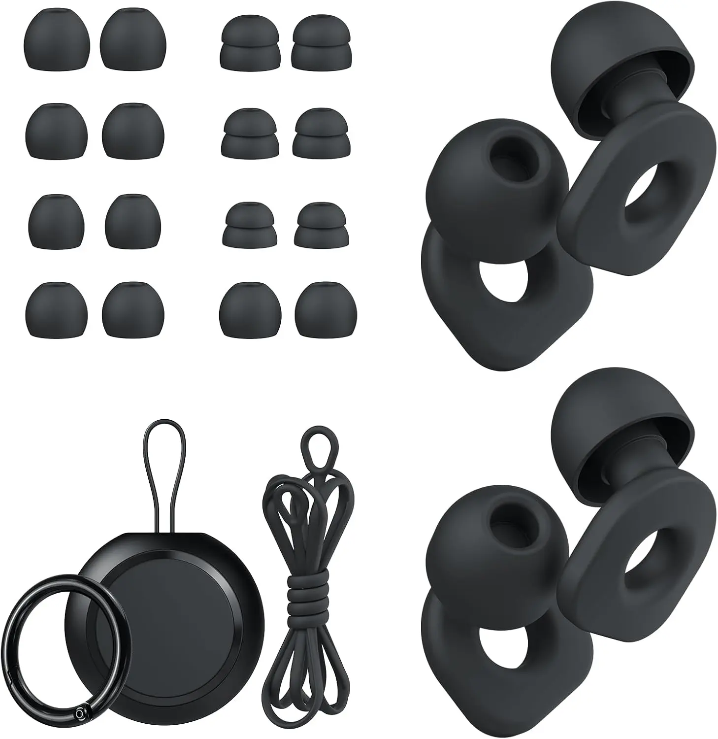 2 Pairs of Ear Plugs for Sleeping,Reusable Hearing Protection Earplugs with 8 Pairs Ear Tips & One Connector Cord,Soft Ear Plugs for Noise Reduction,Concert,Musician & Work - 25dB-30dB