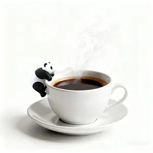 Panda Mini Cooling Fan for Hot Drinks Portable Cold Air Beverage Cooler Cute Cup Decor for Coffee Tea Hot Drinks Efficient and Taste-Safe