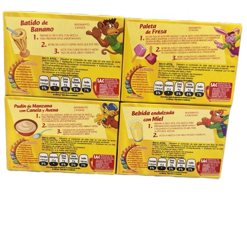4 Cajas De Maizena de Sabores   Fresa,Vainilla y Banano 45g