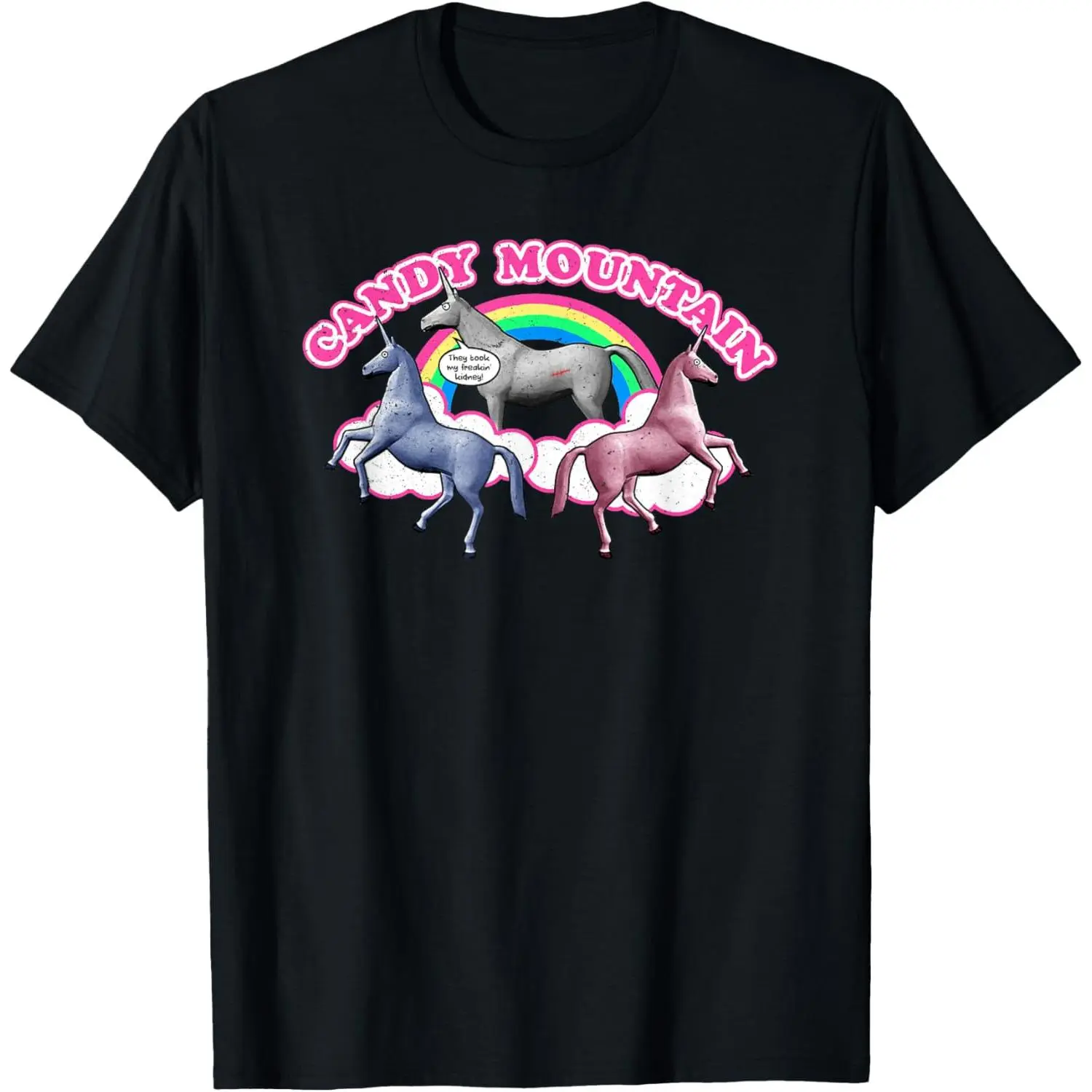 Women's Cotton Short-Sleeve Round Neck Casual Graphic T-Shirt, Candy Mountain Funny Charlie Unicorn Sarcasm Meme Design, Shortsleeve, Top, Tshirt