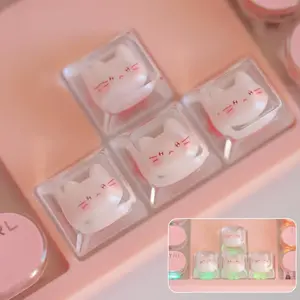 Cute Backlit Cat ESC Keycaps Girl Gift for Cherry MX Switch Game Mechanical Keyboard Key Caps Transparent Handmade Customized