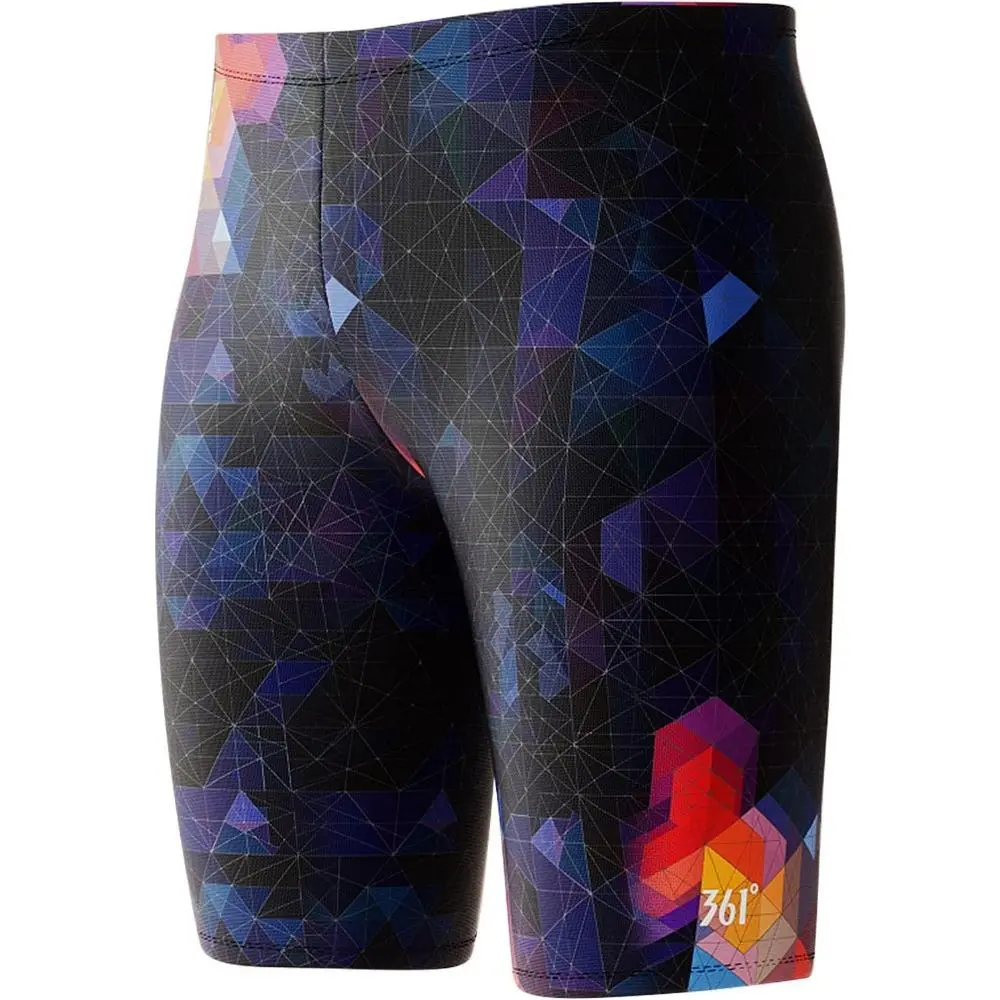 Male Athlete Slim Training Swim Jammers - Tight-Fit, Chlorine-Resistant, Racing-Cut Black Swim Shorts for Endurance Swimming, Aquatic Training, No Excess Bulk Design
