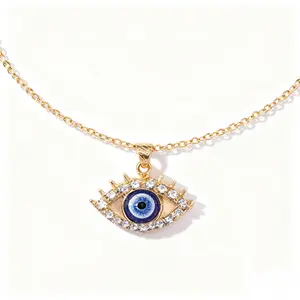 Evil Eye Pendant Necklace for Women Dainty Protection Charm Collarbone Chain Minimalist Layering Jewelry Gift Ideal for Layering and Thoughtful Gifting