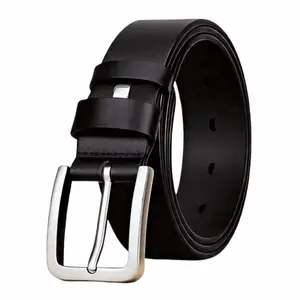 Men's Leather Dress Belt – 1.44" Wide Classic Belt with Single Prong Buckle – Black Formal & Casual Wear