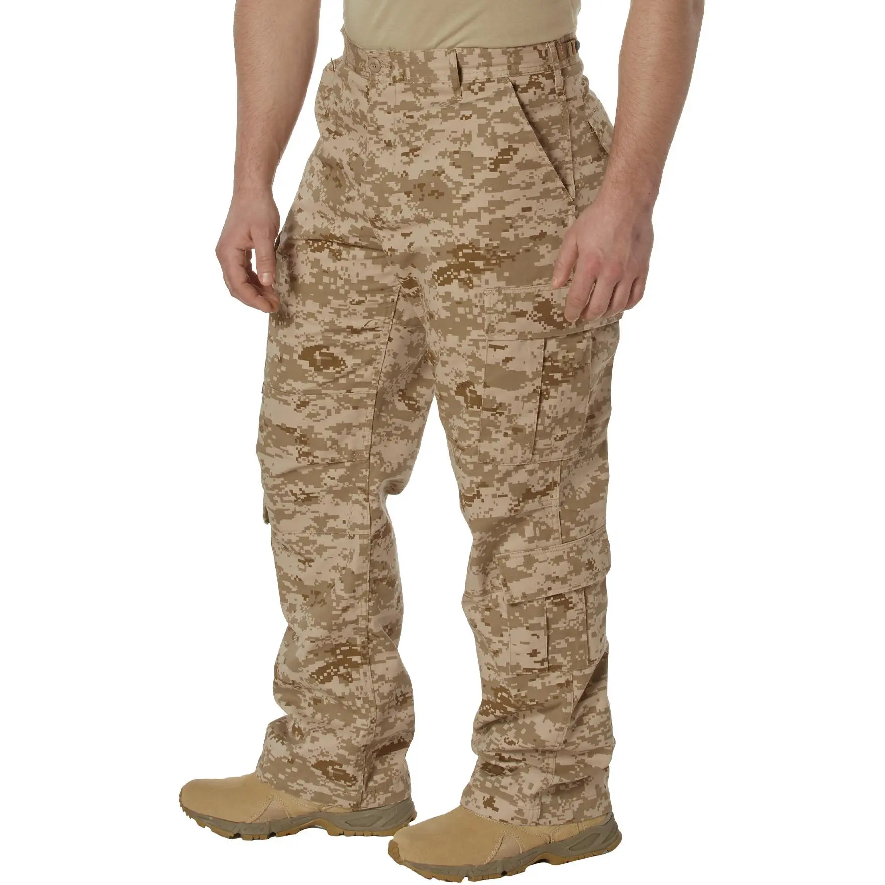 Men's Vintage Paratrooper Cargo Pants, Digital Desert Camo Military Style, Soft Cotton Polyester with 8 Pockets, Reinforced Knees & Zipper Fly, Casual, Menswear, Sports, Fashion, Buttons Men's Pants, Belt