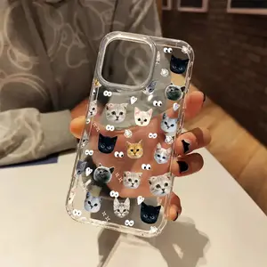 Cute Cat Minimalist HD Large Hole Transparent Phone Case for iPhone 17 Air 16 15 14 13 12 Pro Max/17 16 15 14 Plus 13 12 11 Pro/X/Xs Max