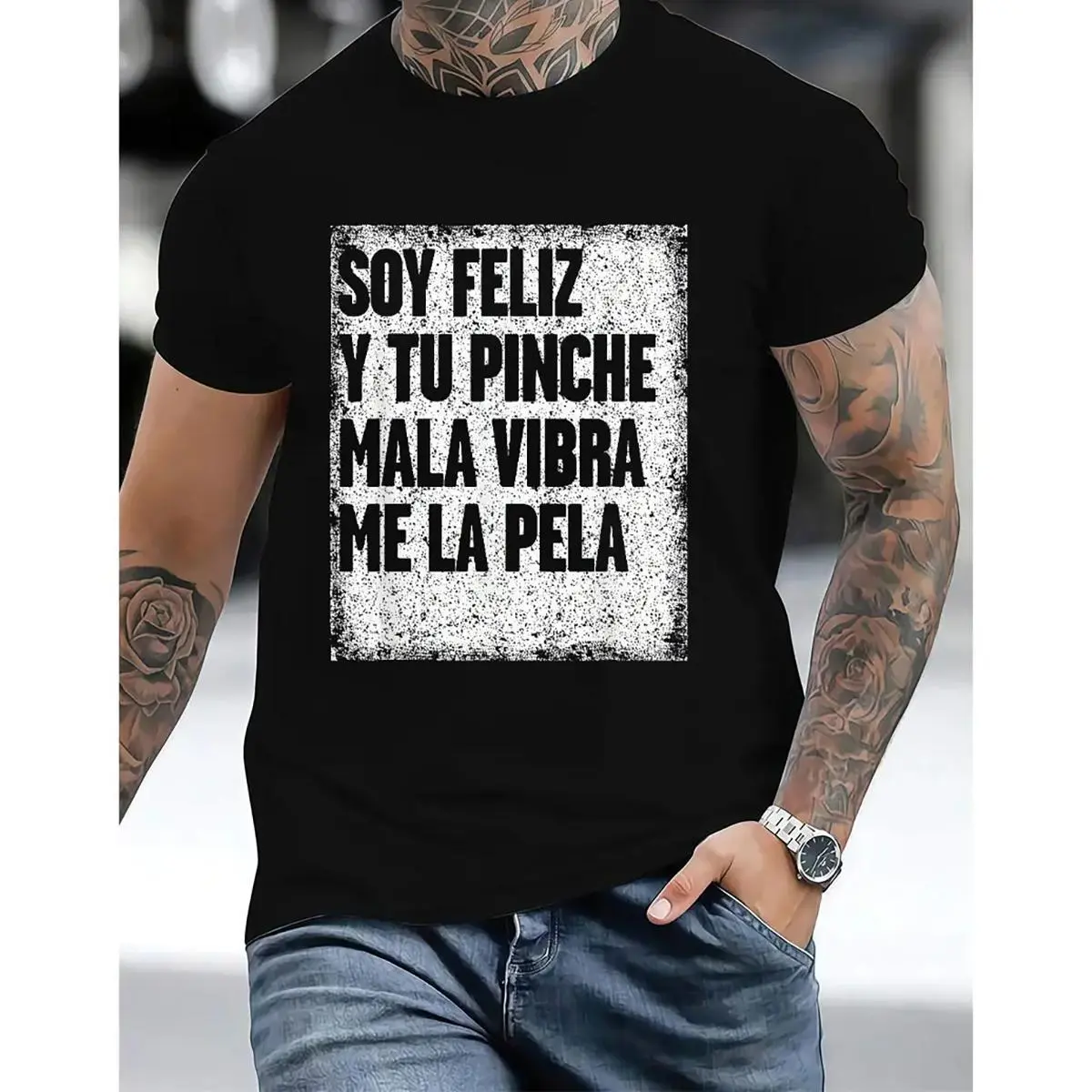 Hilarious Mexican Themed T-Shirt Witty Sayings SOY FELIZ Made In USA For Women For Men [Block Core Threads cotton t-shirt/sweatshirt/hoodie, soft and comfortable]