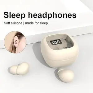 Mini Wireless Sleep Earphones, Mini Bluetooth Earphones,  Silicone in Ear for Long-Term Wear, LED Digital Display, High-Definition Sound Quality,  Noise Cancelling Earphones Suitable for Sleep, Work, and Gaming