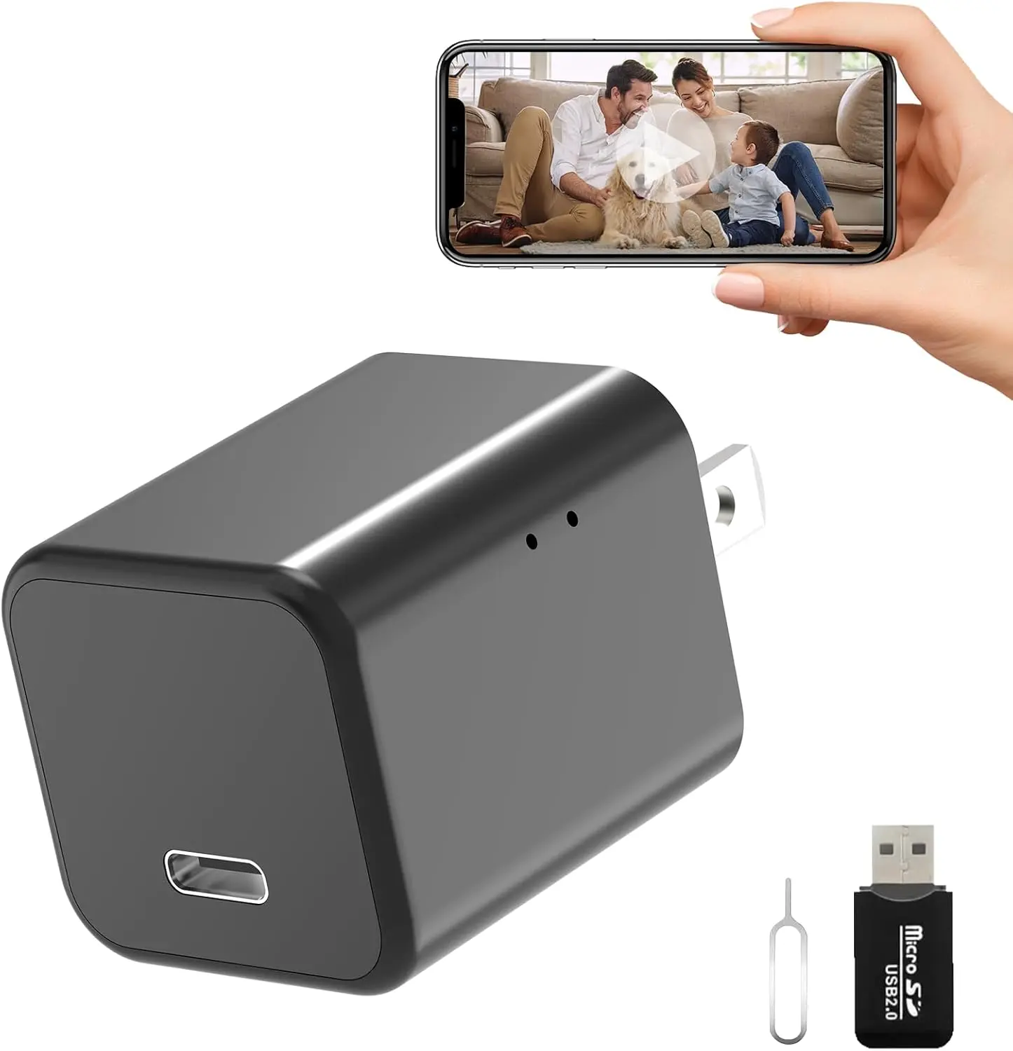 Mini Type-C USB Charger mini Camera 1080P HD WiFi Nanny Cam with Remote View Motion Detection for Home Baby Pet Monitor Surveillance Camera Device