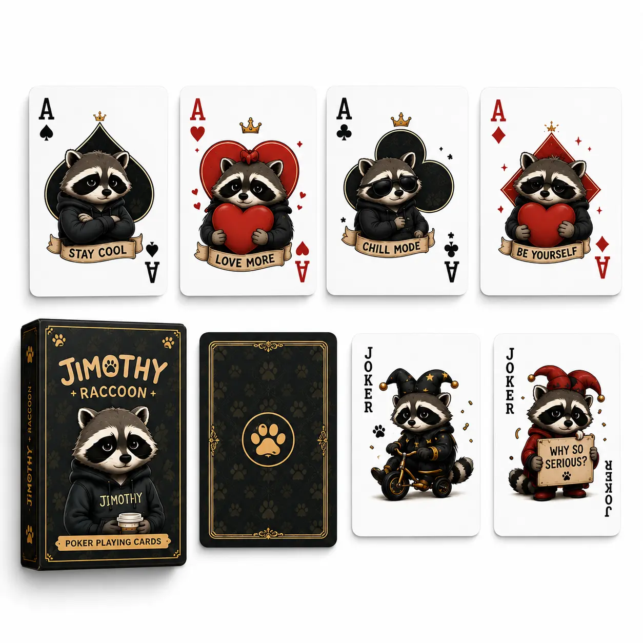 imothy Raccoon Poker Playing Cards, Unique Gift for Animal Lovers