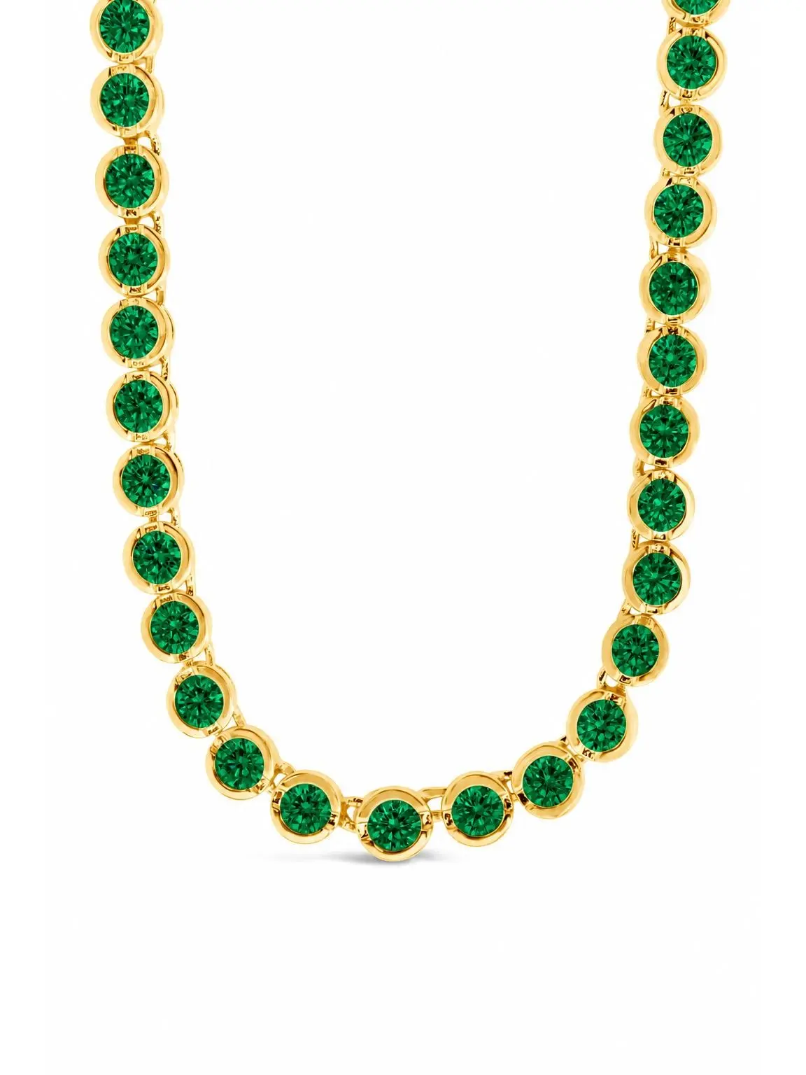 Helene Bezel Emerald CZ Tennis Necklace