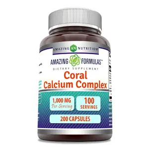 Amazing Formulas Coral Calcium Complex Supplement | 1000 Mg | 200 Capsules | Non-GMO | Gluten-Free | Made in USA