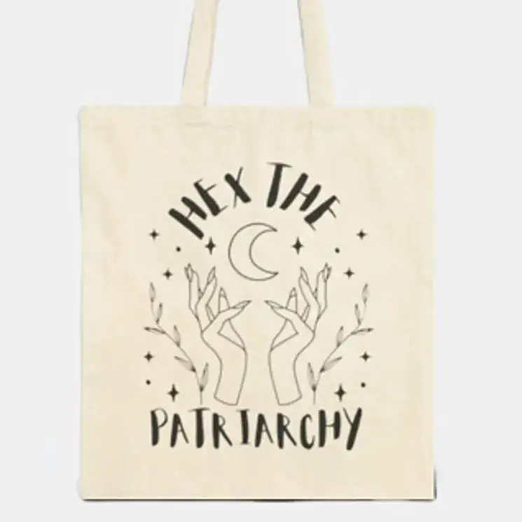 Hex The Patriarchy Halloween Witch Cotton Canvas Tote Bag Cute Witchy Tote Halloween Gift Idea