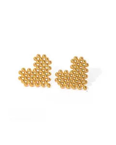 Amour Studs - Gold Beaded Studs with Unique Shape Design