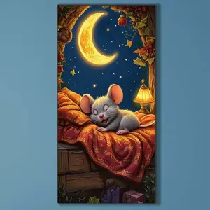 5D DIY Full Drill Round Diamond Painting - Diamond Art Kit Moon, Sleeping Possum, Red Carpet Mosaic, Canvas - DIY Decorative Painting, Home Wall Decor, Suitable for Halloween and Christmas, Birthday and Anniversary Gifts
