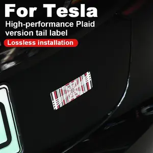 3D Plaid Logo Rear Trunk & Fender Emblem Badge Sticker Decals – Compatible with Tesla Model 3/X/Y/S, Auto Styling Accessories for All Models