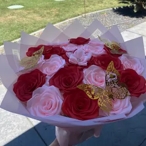 Pink & red roses with butterflies