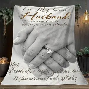 1 Pcs Flannel Blanket With A Hand-Holding Vow Theme, Digital Print, Sofa Bed Cover Blanket, Skin-Friendly And Soft, Suitable For Birthday And New Year Gifts All Year Round