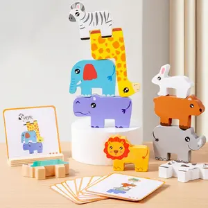 Wooden Animal Stacking Toy, Wooden Balance Stacking Game, Educational Toy for Kids, Birthday Gift for Boys & Girls