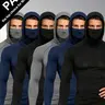 Men's 6 Pack Hooded Compression Shirts with Face Cover, Quick Dry Long Sleeve Athletic Base Layer Tops, High Stretch Workout Undershirts for Cycling Running Gym Sports School Opening Season