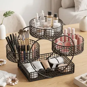 Metal 3-Tier Heart-Shaped Decorative Organiser - Kitchenware Fruit Vegetable Storage Basket, Includes Storage Bag, Suitable for Living Room Snacks & Bedroom Cosmetics