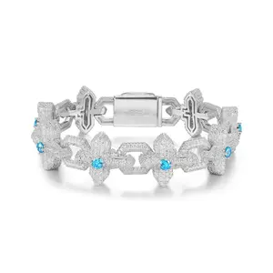 【#B433】Ice Crystal Cross Bracelet UCCIYO  Lab-Created Moissanite Chain Bracelet S925 Sterling Silver