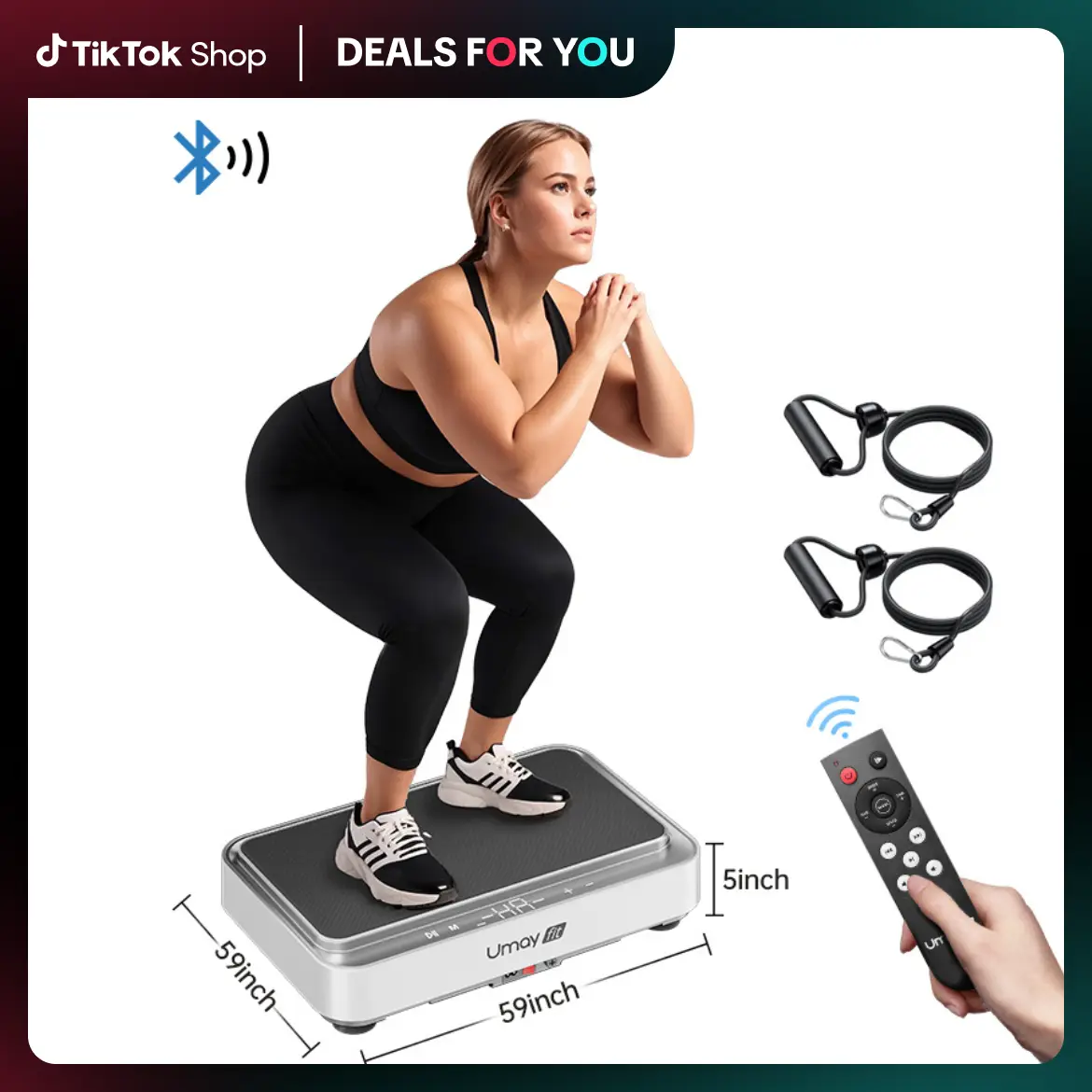 Umay Vibration Plate Fitness Platform Exercise Machine, Lymphatic Drainage Machine, Whole Body Shaker Workout Vibrate Stand Platform with 2 Resistance
