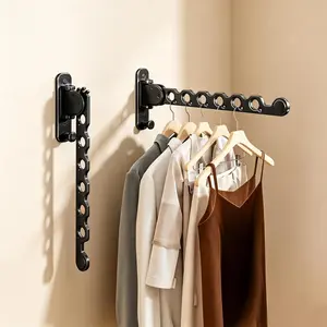 Wall Mounted Clothes Drying Rack, Laundry Clothes Hanger Rack Wall Mounted, Foldable Wall Clothes Rack for Laundry Room, Space Saving Closet Storage Organizer Clothes Hanger Indoor, 2pcs(Black)