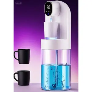 Touchless Smart Dispenser for Bathroom, Automatic Mouthwash Dispenser with 4 Magnetic Cups & 4 Dispensing Levels, 21.12 oz(600 ml) Hands-Free Operation, Reusable Accessories for All Age Groups, White Modern Design