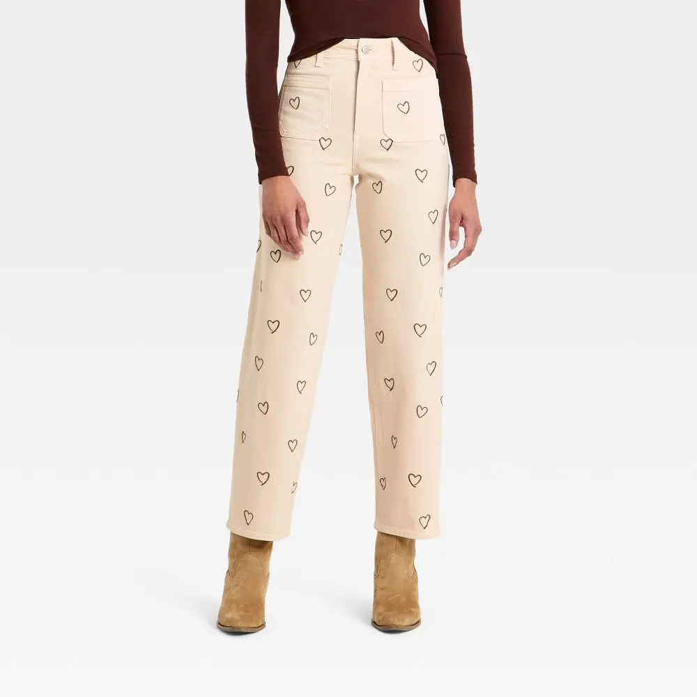 Women's Sailor Straight Heart Embroidered High-Rise Ankle Jeans - Universal