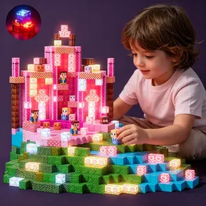 Magnetic Block Building Toy, Castle Theme Light Version, Stem Educational Puzzle Set, Kids Birthday & Christmas Gift