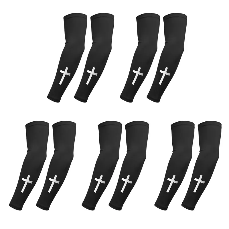 XORAM 5 Sets UV-Protective Ice-Silk Arm Sleeves, Unisex Straight-Shaped Sports Print Cross-Patterned Sleeves, Suitable for Cycling, Outdoor Sports Use, Sports Print Sleeves