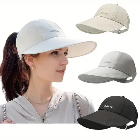 Unisex Outdoor Cap 2-Pack - Solid Black Classic Shape, Lightweight UV Protection Sun Visor Sports & Outdoor Hats, Adult Beach Hat