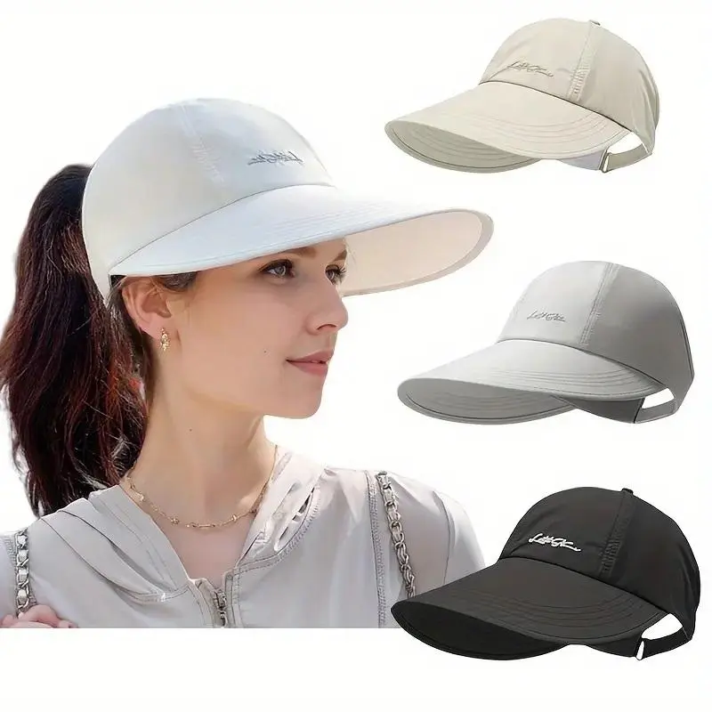 Unisex Outdoor Cap 2-Pack - Solid Black Classic Shape, Lightweight UV Protection Sun Visor Sports & Outdoor Hats, Adult Beach Hat