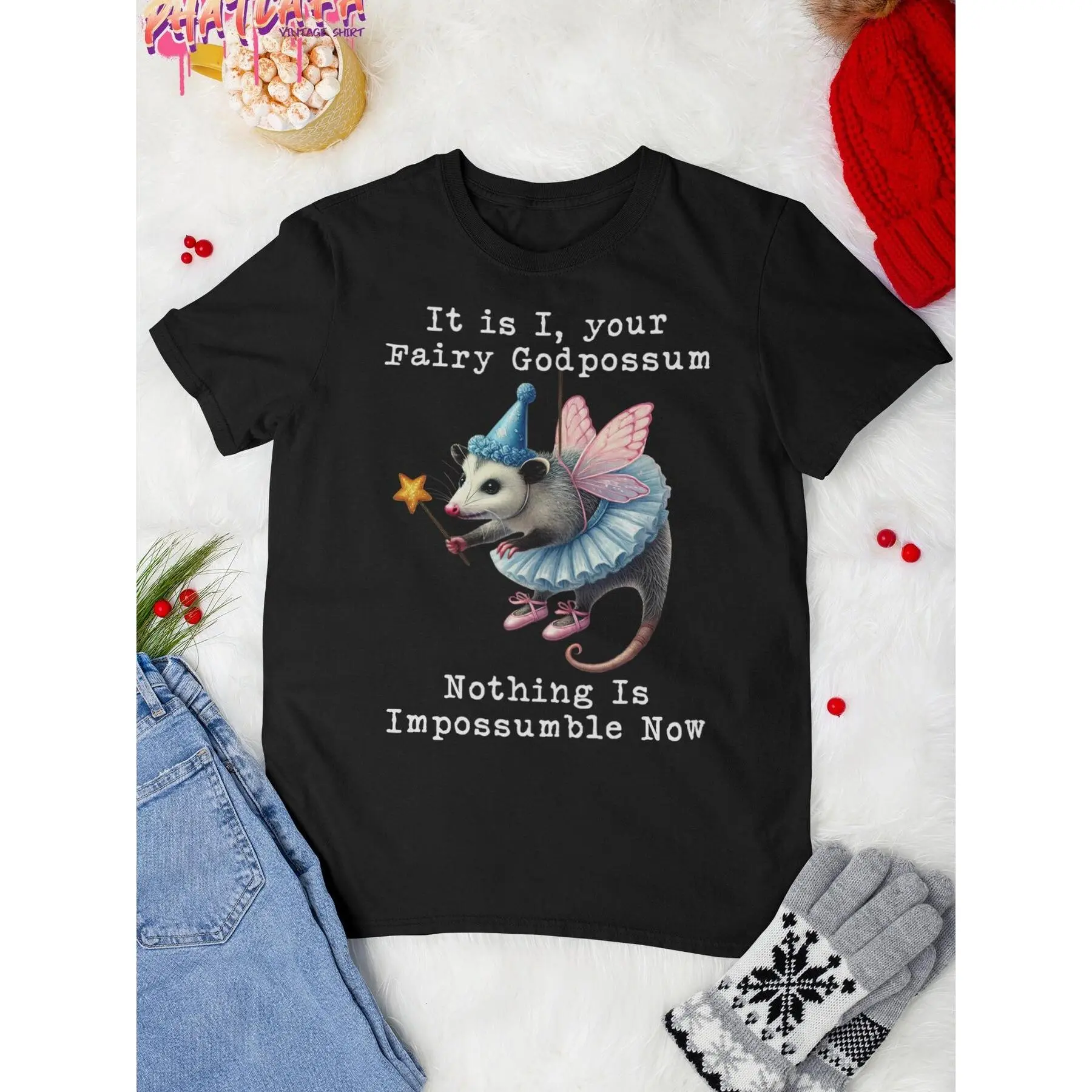 Funny Fairy Godpossum Vintage T-Shirt, Meme Opossum Shirt, Cute Opossum Gift, Animal Lover Shirt, I'm a delight Shirt, Angry Opossum Gift