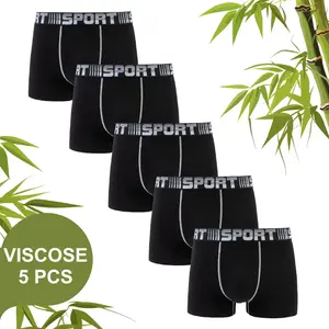 Pixum Men’s Cooling Bamboo Rayon Boxer Briefs Multipack 5 – Ultra Soft Viscose Sport Waistband Trunks – Lightweight Breathable Ice-Feel Underwear – Stretchy Moisture Wicking Tagless Mens Boxer Shorts
