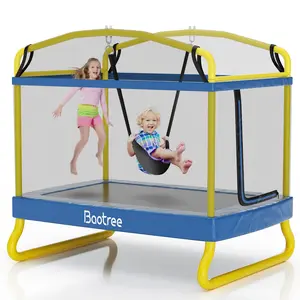 6.5FT Rectangle Trampoline for Kids, ASTM Approved Recreational Trampolines with Swing, Small Toddler Trampoline with Safety Enclosure Net, Outdoor and Backyard, Gifts for Children & Boys & Girls