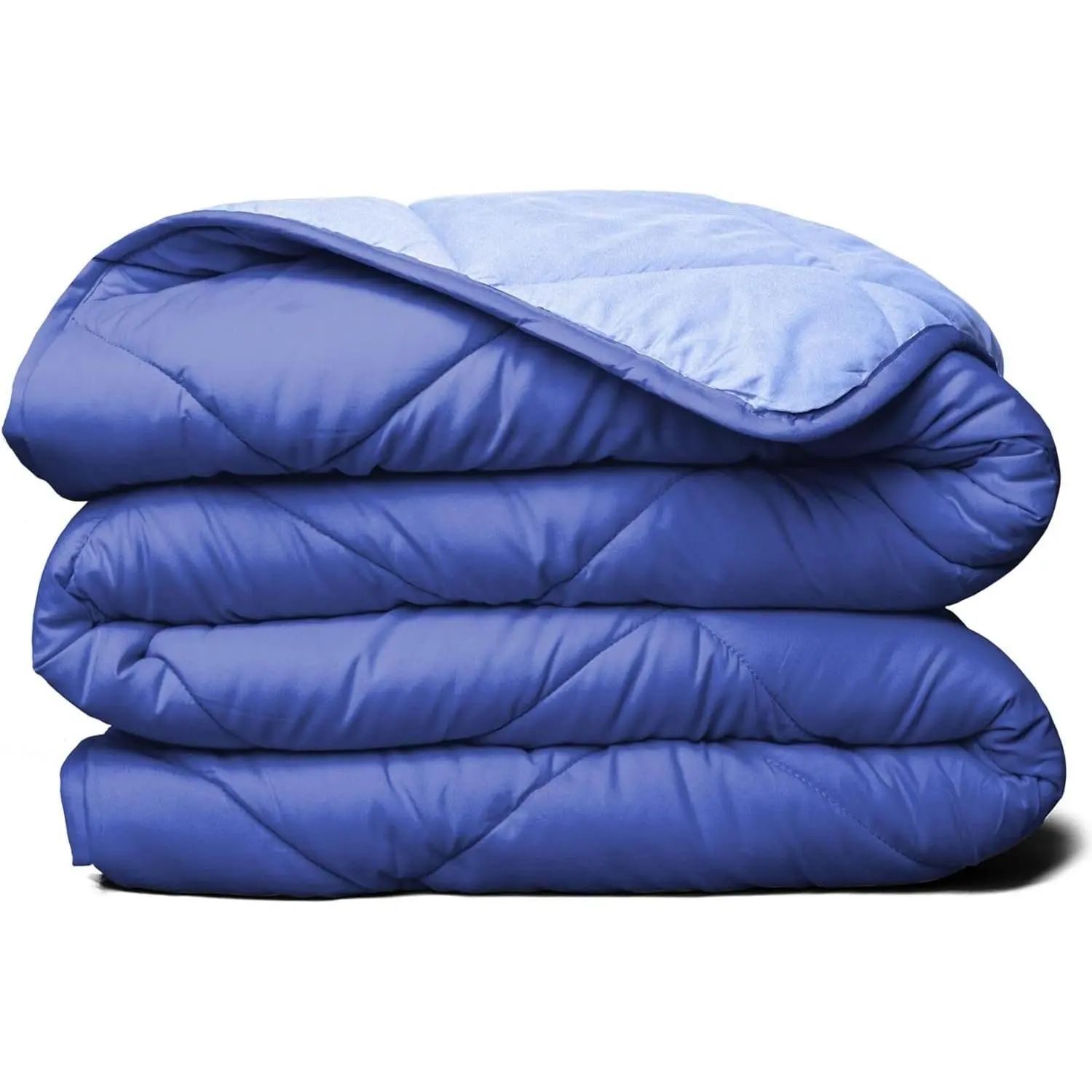 Microfiber All Seasons Down Alternative Quilted Comforter - Cooling Breathable  Soft Reversible Microfiber Duvet Blanket, Light Blue/Dark Blue, Full
