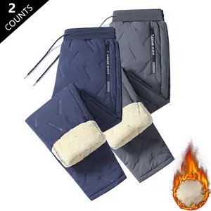 Men's Thermal Knit Pants Pack of 2 Fleece Lined for Extra Warmth Elastic Drawstring Waistband Zippered Pockets Stylish Versatile for Running Traveling Work